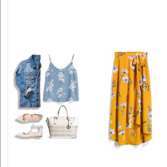 NWT!! LE LIS- Golda Faux Wrap Midi Skirt - Picture 2 of 12